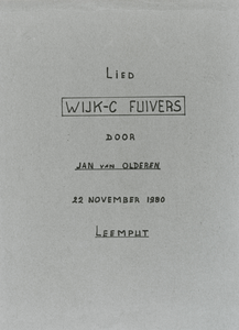 875492 Afbeelding van het titelblad van het 'Lied van de Wijk C Fuivers', gemaakt door Jan van Olderen, op 22 november ...